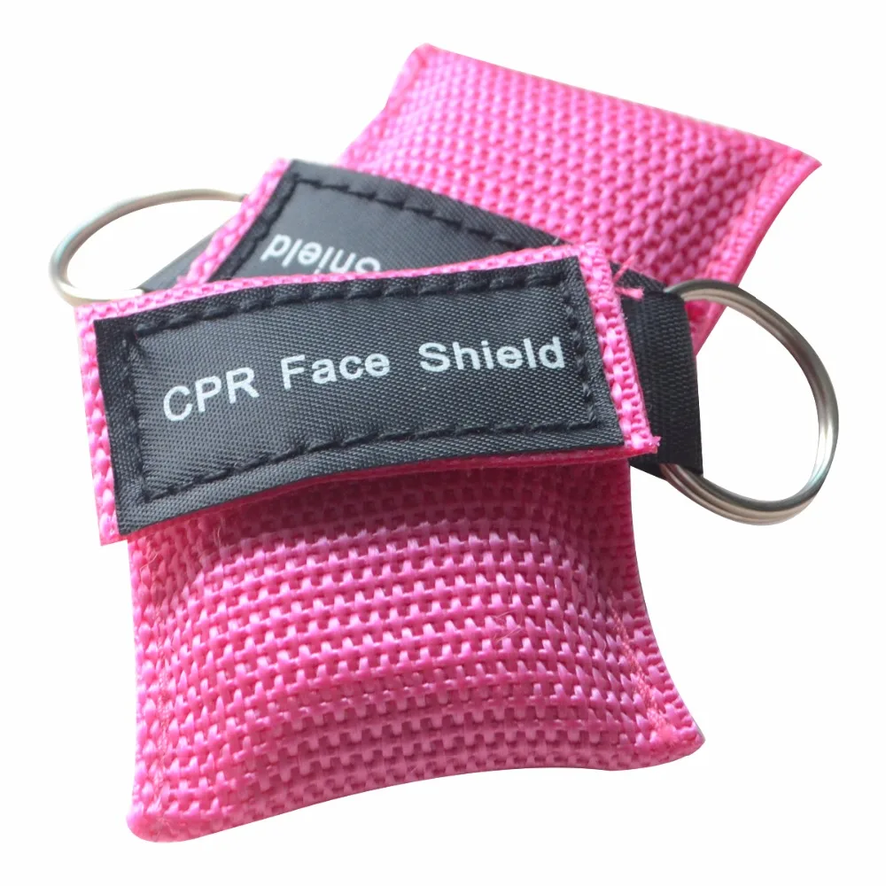 

Wholesale 500Pcs/Lot CPR Resuscitator Mask Keychain Emergency Face Shield CPR Mask First Aid Rescue Kit With Pink Pouch Wraped