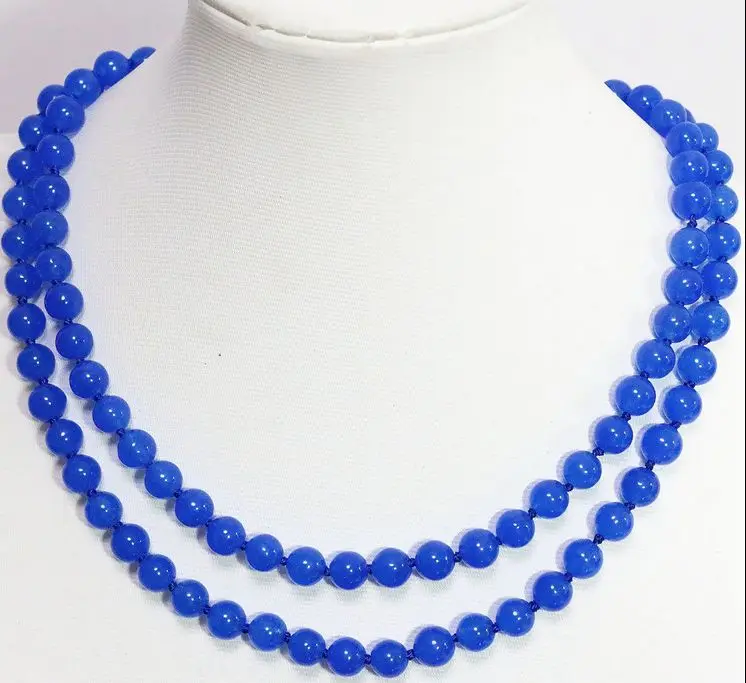 

Natural 8mm Blue Sapphire stone Round Beads Necklace 36" AAA