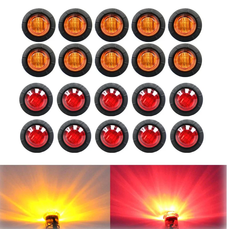 

2nd Generation 3/4" Inch Mount RED LED Clearance Side Marker lights Stop Tail Lights for Truck Boat SUV ATV Bike Trailer Marine