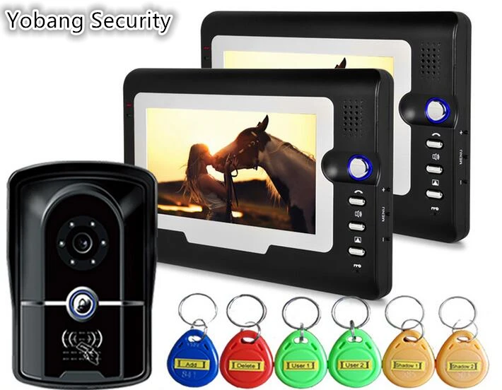 

Yobang Security freeship 7 Inch Video Doorbell Phone Video intercom system System doorbell RFID camera access control system