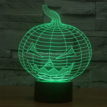 

Colors Changing Halloween Evil Pumpkin Acrylic 3D LED Night Light USB LED Decorative Table Lamp Baby Sleep LED Mood Lamp