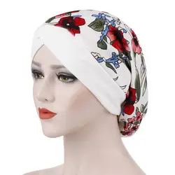 Мусульманский для женщин цветочный принт эластичный тюрбан головные уборы леди химиотерапия волос основы Beanie головной убор