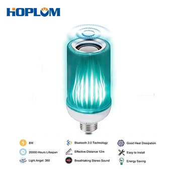 

E27 RGB+Mixed White LED Music Lamp with Updated Remote Control-Superior Stereo Sound Bluetooth Bulb Speaker,Upside-Down Light