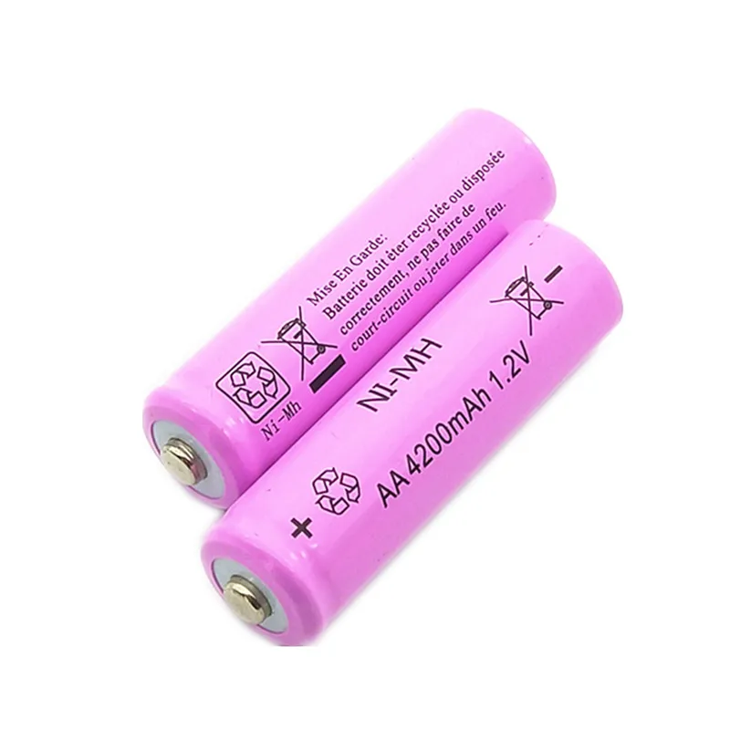 4 шт AA перезаряжаемые батареи AA Ni-MH 1,2 V 4200mAh Ni-MH 2A предварительно заряженные аккумуляторные батареи для камеры