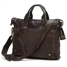 Vintage Men Bags Genuine Leather Bag Business Bag Black / Coffee Briefcase Portfolio Real Leather Men Messenger Bags #MD-J7120