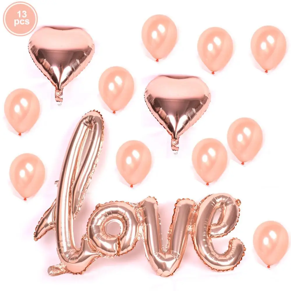 13 шт Розовое Золото Любовь Воздушные шары для свадьбы вечеринки украшения сердце балоны свадебный душ латексные шары принадлежности для вечеринки-девичника - Цвет: balloon kit