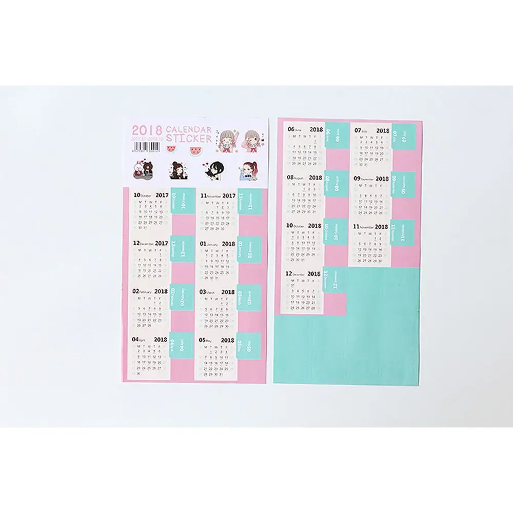 Настольный мини-календарь, Канцелярские Декоративные наклейки, блокнот, ежемесячный планировщик, записная книжка, Студенческая этикетка, канцелярские принадлежности - Цвет: pink  bottom