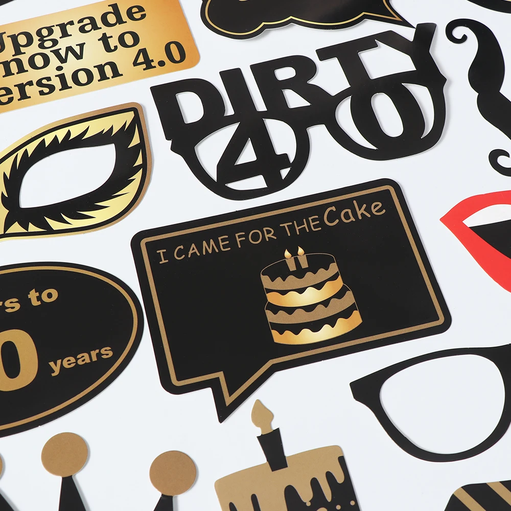 36 шт. 16/18/21st/30/40/50/60th День рождения Юбилей Декор Photo Booth Реквизит на палочке волшебный Photo Booth тушь маска
