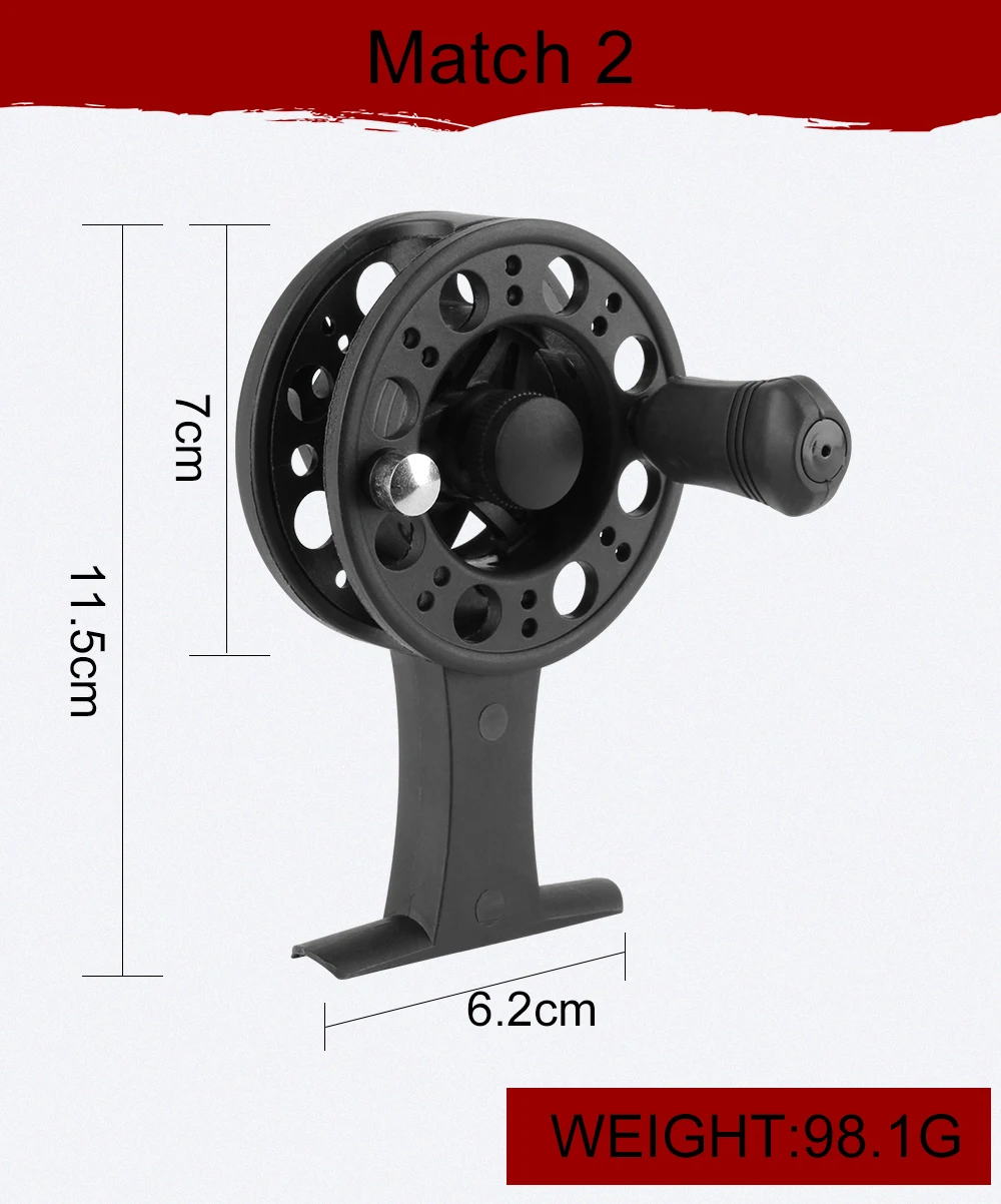 RoseWood Winter Fishing Spinning Combo Kit, 61cm 63.5cm 66cm, Ultra-Light, Light Ice Fishing Rod And Reel Combo, Black  (9)