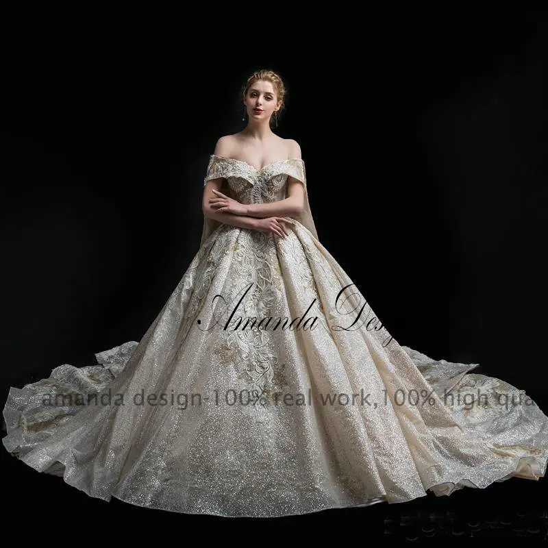 Свадебное платье с открытыми плечами Amanda Design блестящая подвеска роскошное