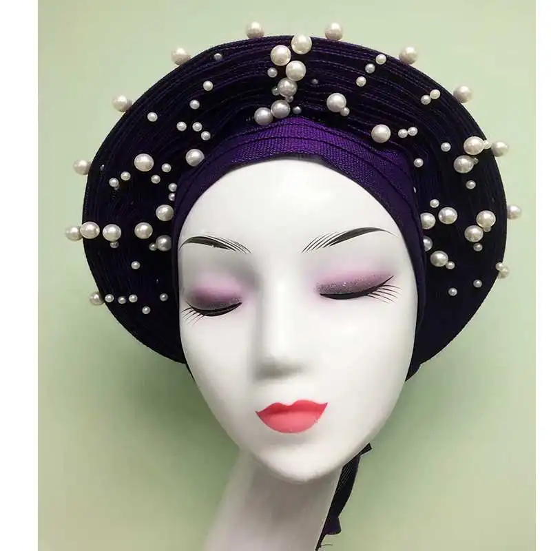 as picture Африканские бусины новая мода авто ASO OKE gele Мода Африканский головной убор красивая лучшая цена asooke нигерийские женщины любят - Цвет: as picture
