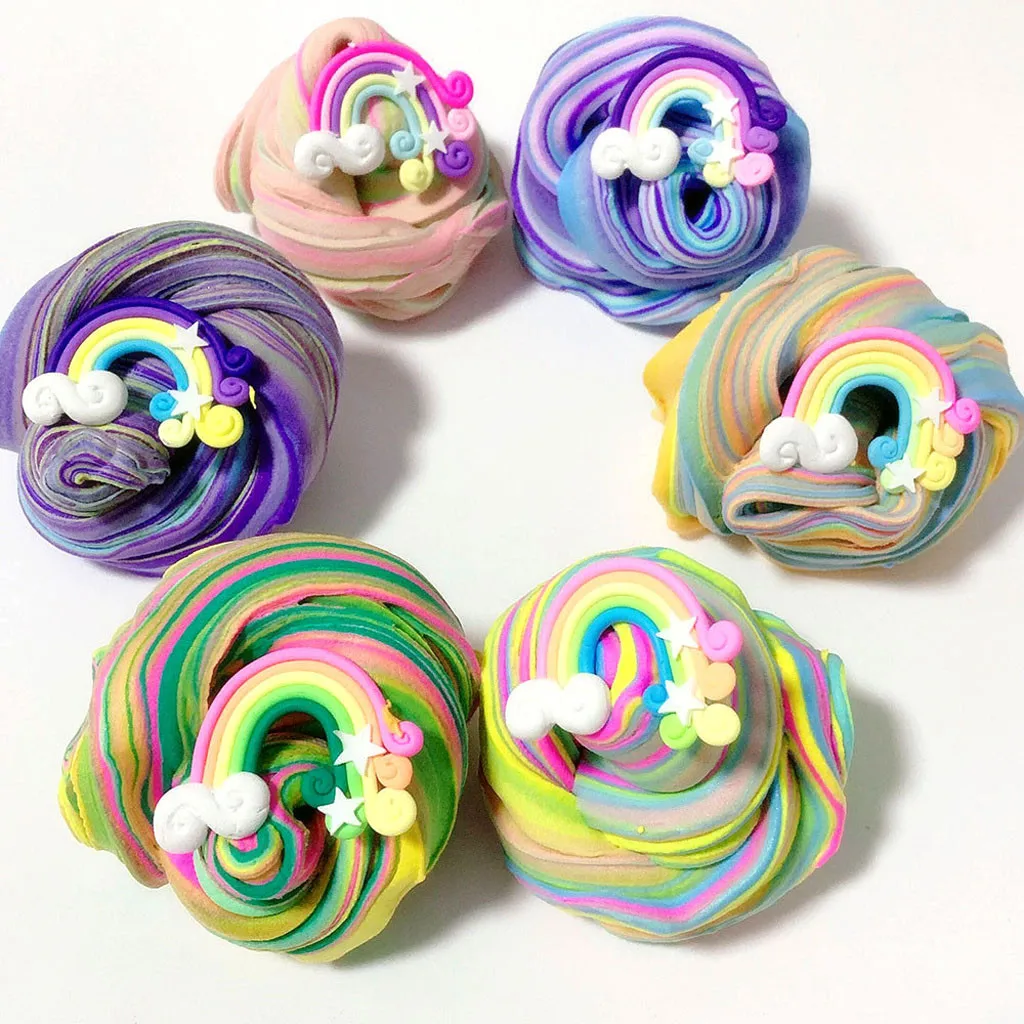 

60ml color fairy mud slime toy mud beautiful color butter mucilage rainbow cake mucus kids decompression educational toys