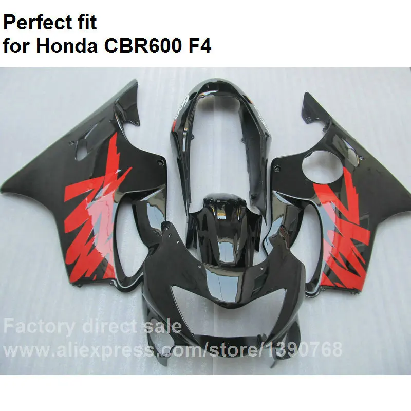 

ABS plastic fairings for Honda CBR600 F4 1999 2000 black red fairing kit CBR 600 F4 99 00 DF26
