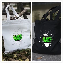 Yile молнии хлопок холст эко хозяйственная сумка на ремне, печать горшка Star D011