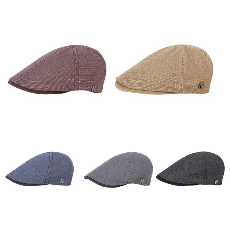 Men Women Spring Summer Adjustable Beret Caps Outdoor Breathable Bone Edge Hats Herringbone Solid Flat Berets Cap