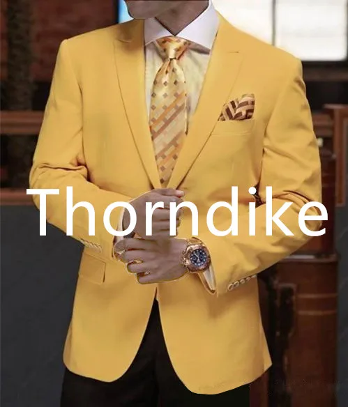 Thorndike Mariage желтые Мужские приталенные смокинги мужские свадебные костюмы мужской костюм Custome Homme 2 шт. формальный костюм(пиджак+ брюки - Цвет: same as picture