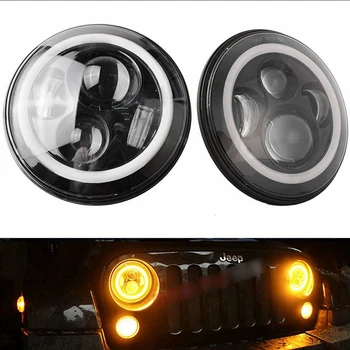 

Yait Pair 7inch Halo Angle Eyes DRL Headlamp Round Led Headlight High Low Beam Light For Jeep Wrangler Off Road 4x4 Motorcycle