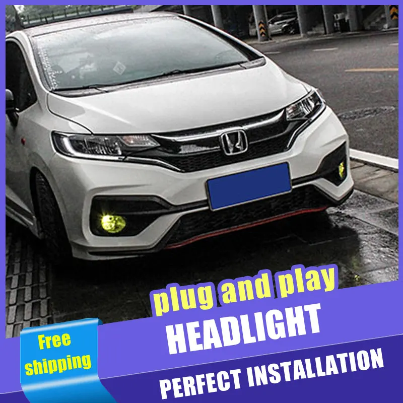 2 шт. автомобильный стиль все-светодиодный фары для Honda fit 2013- для fit головной лампы светодиодный DRL Объектив двойной луч H7 HID Xenon Биксеноновые линзы