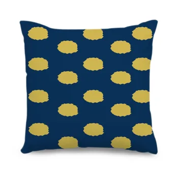 

Yellow Dots Dark Blue Personalized Throw Pillow Covers Custom Vintage Wholesale Linen Cotton Pillowcase Home Sofa Supplies Favor