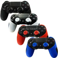 4 цвета для Playstation Dualshock 4 PS4 PRO Slim контроллер силиконовые толще половина кожи чехол + 2 Джойстик шапки Защитная крышка