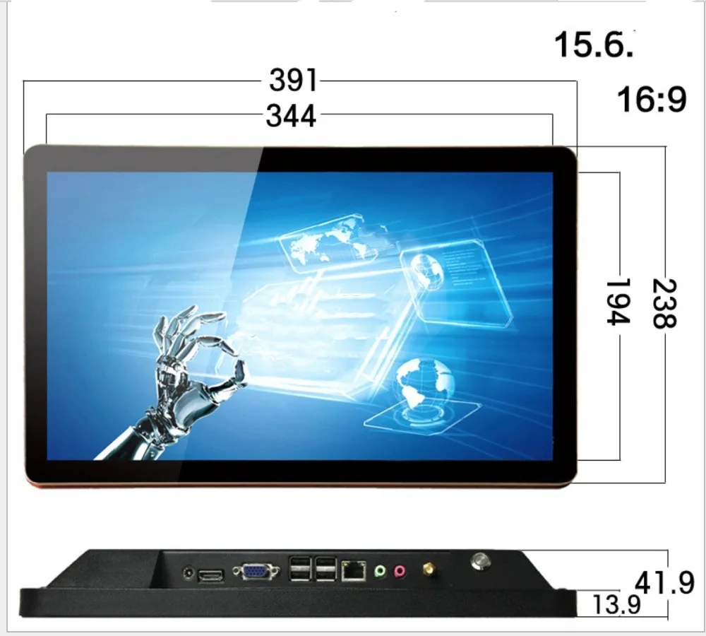 21,5 Дюймов открытая рамка lcd сенсорный экран монитор напольный рекламный плеер все в одном компьютере