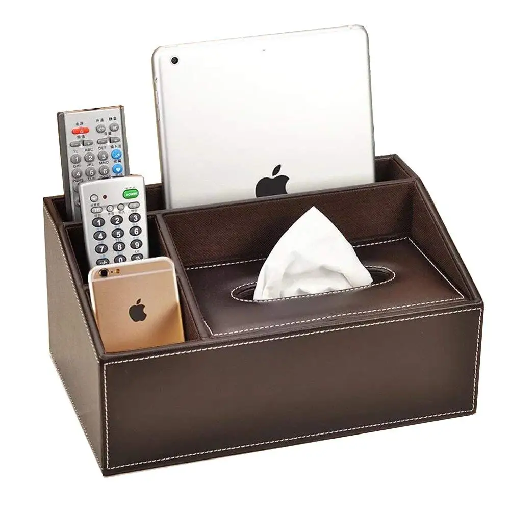 

XRHYY Multifunctional PU Leather Office Desk Organizer Pad Notebook File Holder Card/Pen/Phone/Stationery Storage (Coffee)