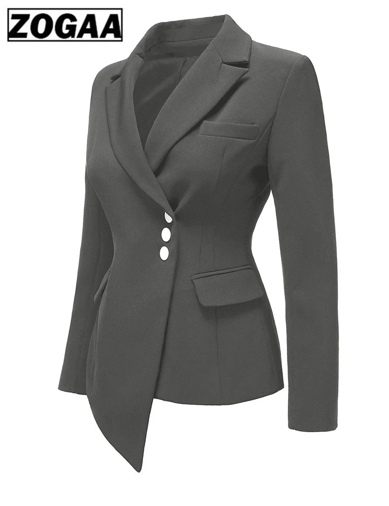 New women's long sleeve asymmetrical lapel blazer for fall 2019