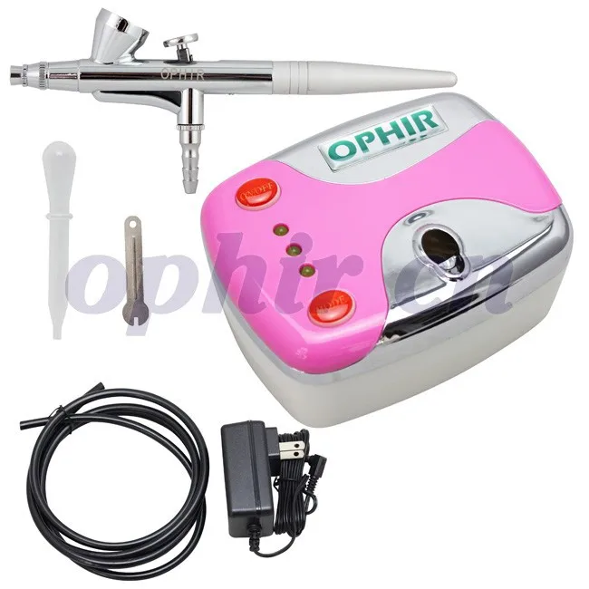 OPHIR Аэрограф для макияжа комплект с мини воздушный компрессор одноразовая кисть для аэрографии для лака для ногтей, декоративная косметика бодиарт_ AC002+ AC007