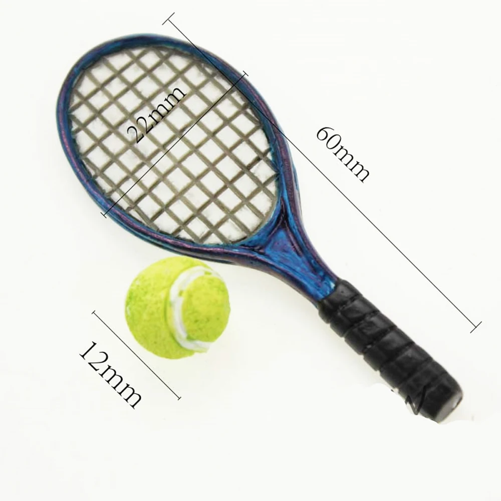112 Miniature Dollhouse Accessory Children Garden Mini Tennis Racket & Ball Xmas Christmas Gift