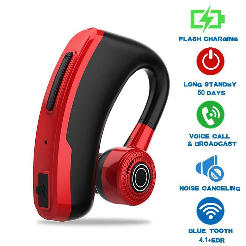 Новая Стильная Спортивная Быстрая зарядка V10 Handsfree бизнес Bluetooth 5,0 с микрофоном Голосовое управление беспроводная гарнитура - Цвет: V10RD