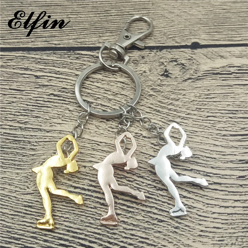 

Elfin New Trendy Ice Skating Key Chains Women Men Ice Skating Keychains Keyring Figure Jewellery Sport Jewellery