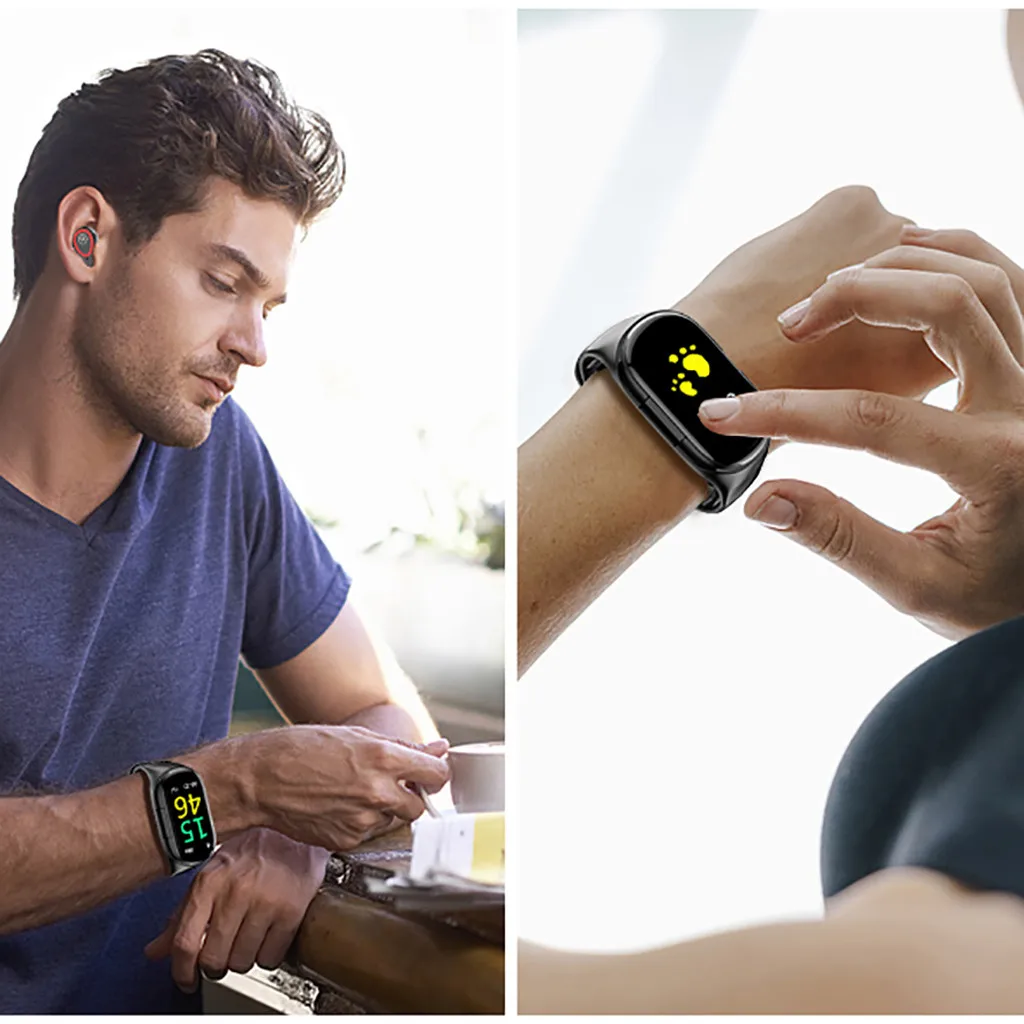 HIPERDEAL M1 Newest AI Smart Watch With Bluetooth Earphone Heart Rate Monitor Smart Wristband Long Time Standby Sport Watch Men