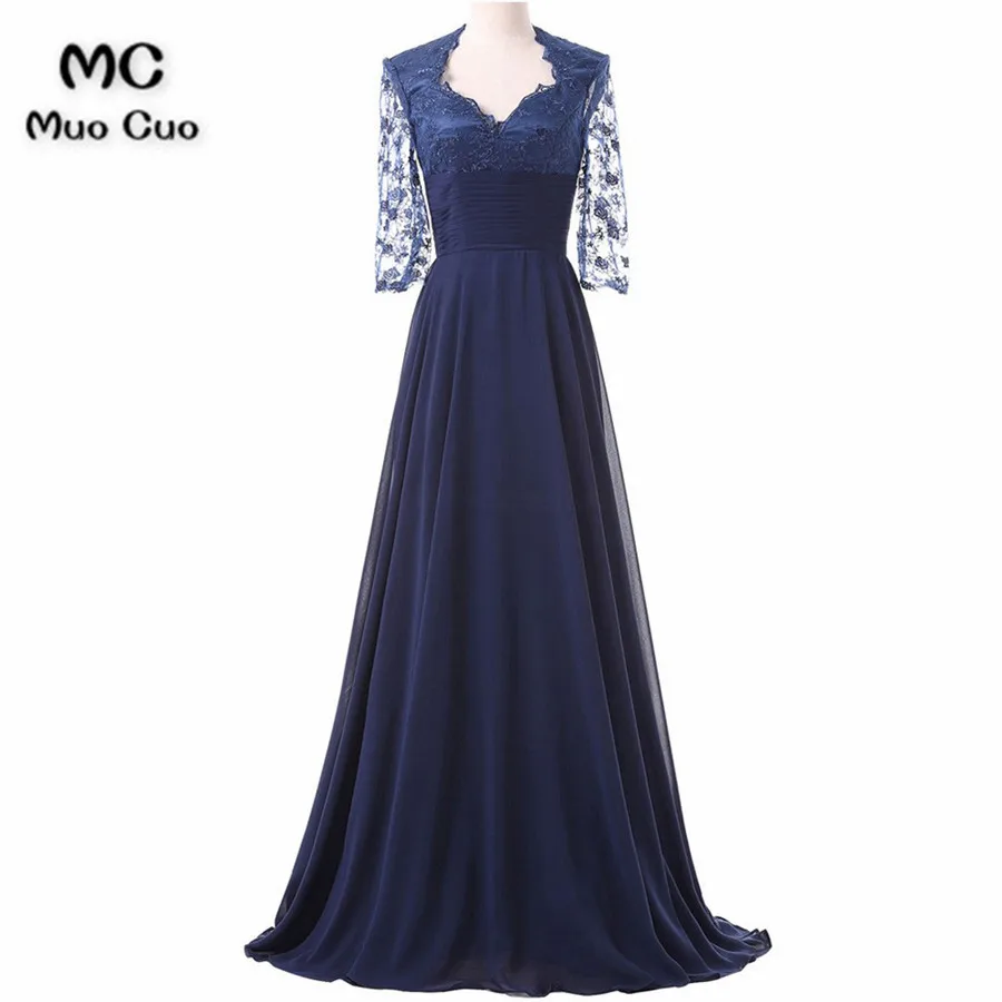 2018 A-lijn Lace Moeder van de Bruid Jurk voor Bruiloften 3/4 Mouwen Chiffon Sweep Trein Moeder van de Bruid Jurk lange 2018 A-lijn Lace Moeder van de Bruid Jurk voor Bruiloften 3/4 Mouwen Chiffon Sweep Trein Moeder van de Bruid Jurk lange