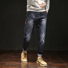 Новые модные джинсовые мужские джинсы, Брендовые мужские высококачественные дизайнерские классические прямые джинсы размера плюс 28-44 46 48, хип-хоп Уличная одежда