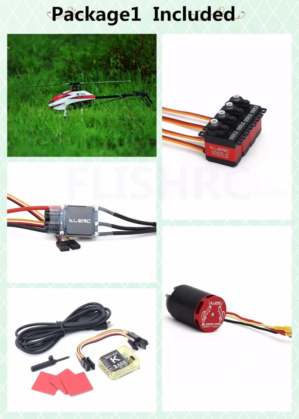 

In Stock 2018 The Newest ALZRC-X360 FAST FBL KIT Helicopter (Motor +ESC+Servos+Gyro) for GAUI X3