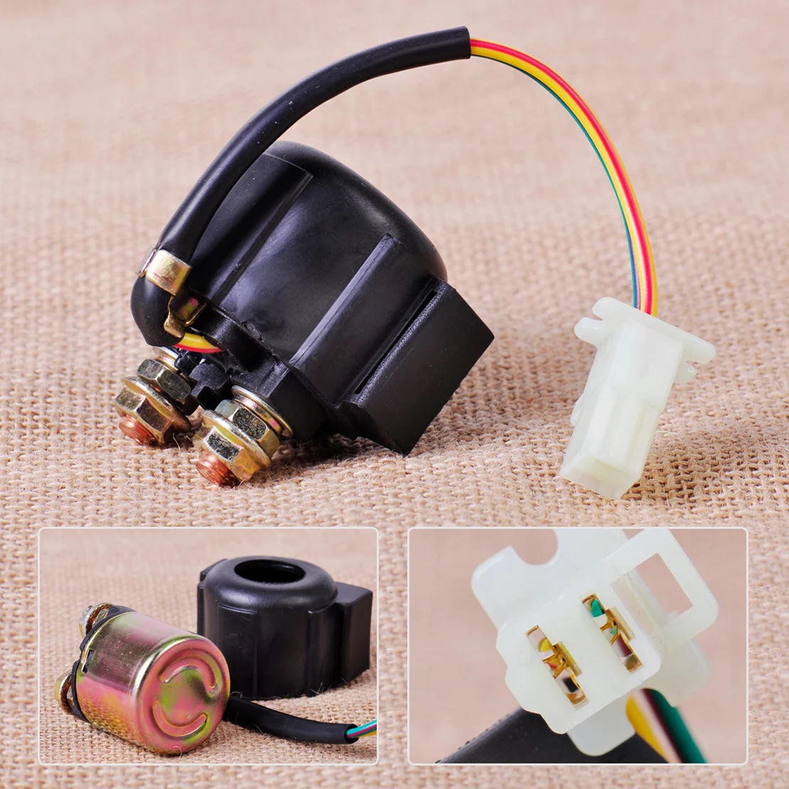 CITALL 2 Wire Plug Connection Starter Relay Solenoid for Yamaha YFM350