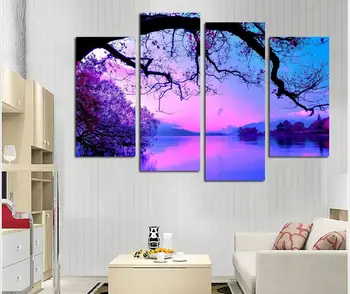

Wall Art Limited Modern 2017 New Modular Tree Picture Cuadros Decoracion Painting On Canvas Charming Lake Landscape Living Room