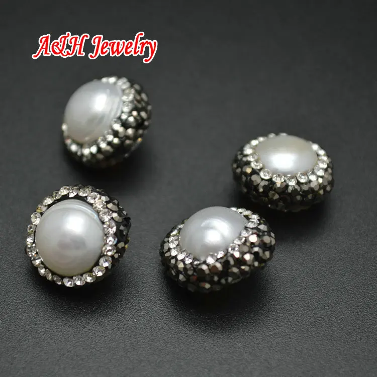 Round Beads 10 шт. 20 мм форма монет натуральный пресноводный жемчуг горный хрусталь проложили DIY бусины для изготовления бижутерии - Окраска металла: Round Beads