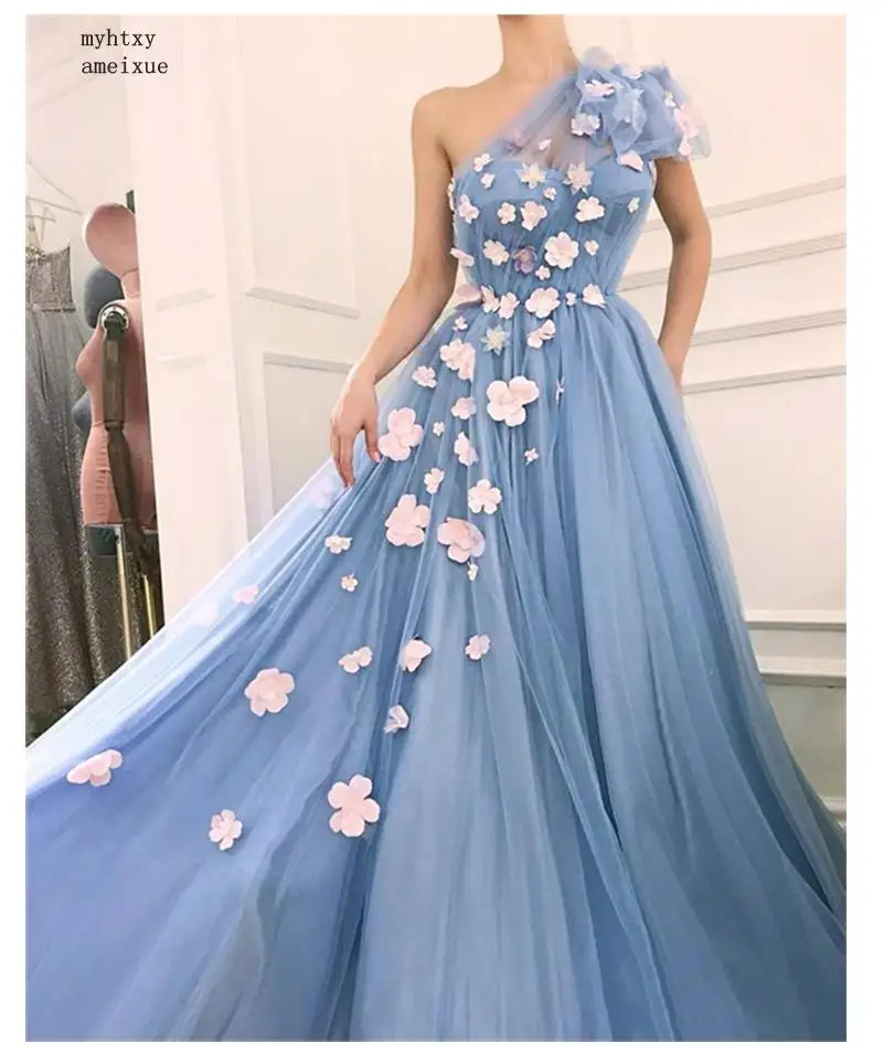 

3d Flowers Wedding Party Dress Tulle A Line Prom Dress Floor Length Formal Evening Dresses Custom Made Sexy