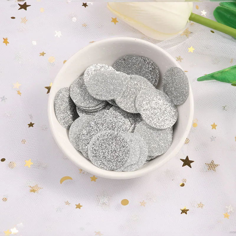 Silver 300pcs 10mm Sequins with Flash powder,1cm PVC glitter sequin Paillette sewing craft with 1 side hole New Accessories for Garment - Color: Silver