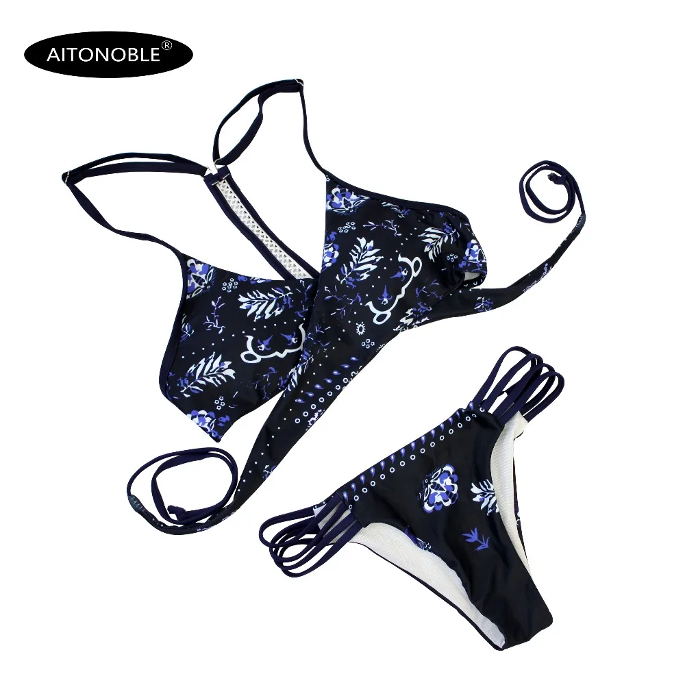 2019 NEW WOMEN SWIMWEAR TWO PIECES T BACK TOP AND LOW SEXY WAIST BOTTOM