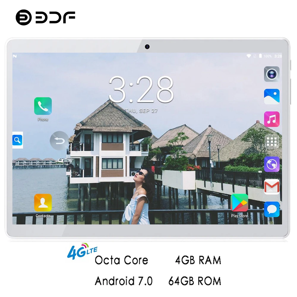 BDF 10 дюймов 8/Octa Core Android 7,0 планшетный ПК 1280*800 Дисплей 4 Гб ram 64 Гб rom Dual SIM Tab 4G Телефонный звонок видео ПК планшеты 10,1