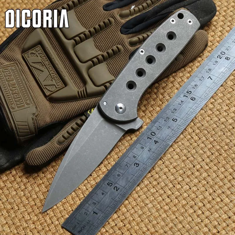 DICORIA Falcon flipper складной нож M390 лезвие Titannium ручка тактический шарикоподшипник Открытый Кемпинг дрели Ножи EDC инструменты - Цвет: Stone wash