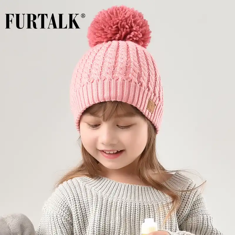 kids red bobble hat