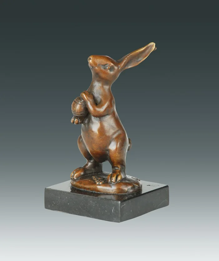 

Feng shui Lucky Birthday Gift Chinese zodiac Rabbit bronze statue Lovely Little rabbit with turnip radish