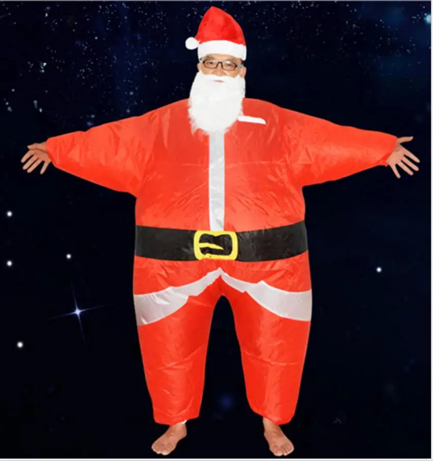 Funny Christmas Inflatable Santa Claus Costume Jumpsuit Air Fan