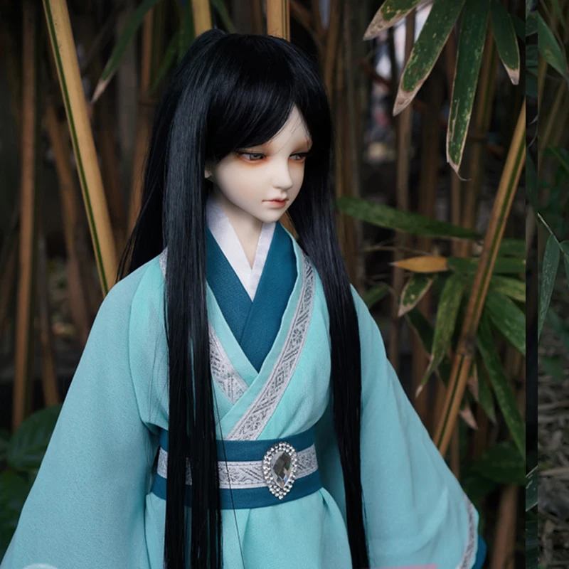 Bybrana 1 шт. bjd парик для мальчиков черный с хвостиком длинная кукла с прямыми волосами длинный парик для шарнирной куклы 1/3 1/4 1/6 1/8