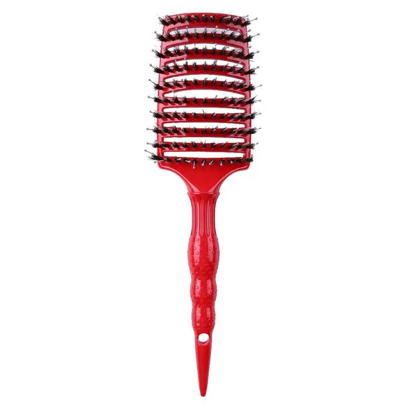 Red With Hair Профессиональный массажный гребень для кожи головы Антистатическая большая изогнутая щетина расческа для волос щетка для женщин и мужчин инструмент для укладки волос - Цвет: Red With Hair
