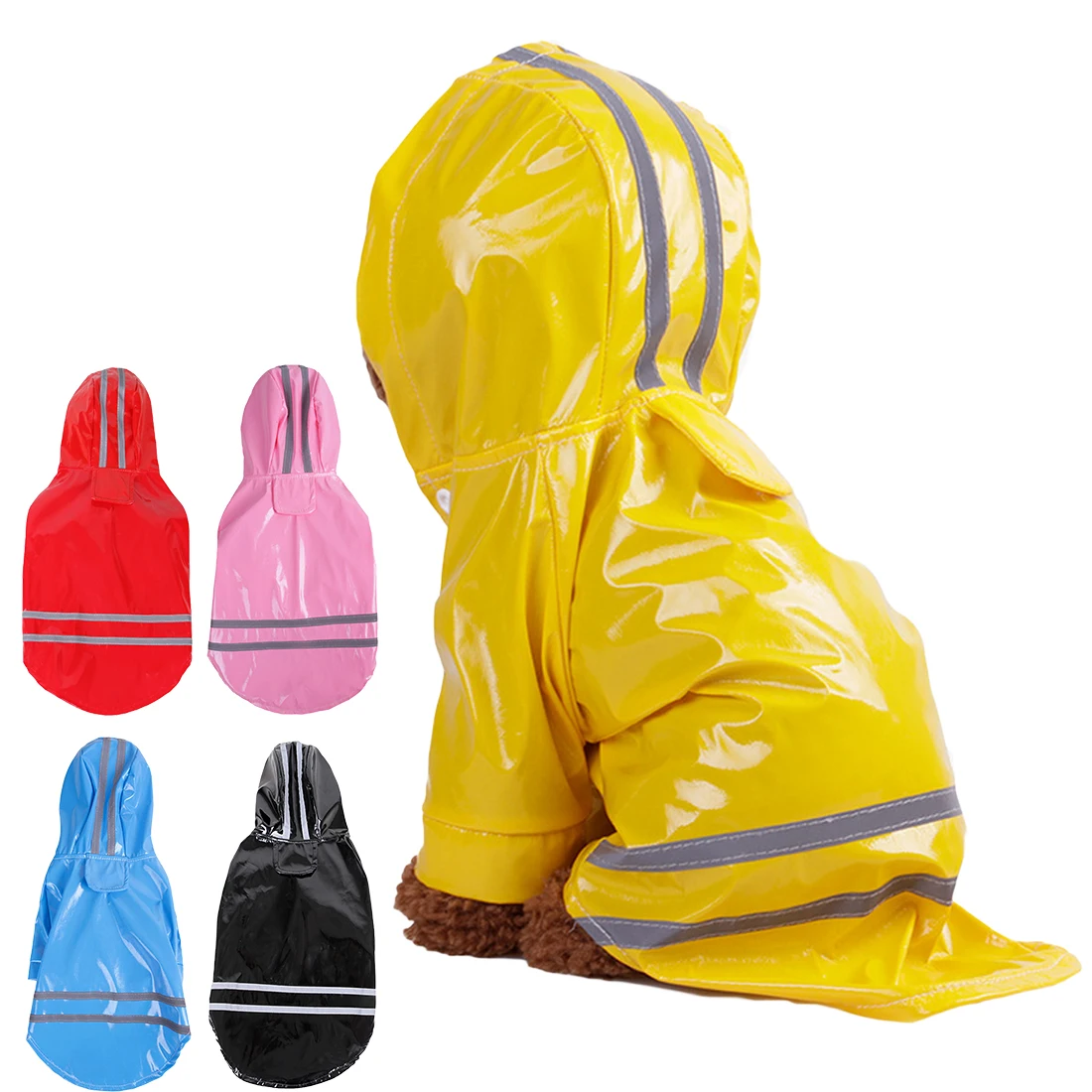 

Casual Pet Dogs Raincoat Hoody Waterproof Jackets PU Raincoat for Dogs Cats Apparel Clothes