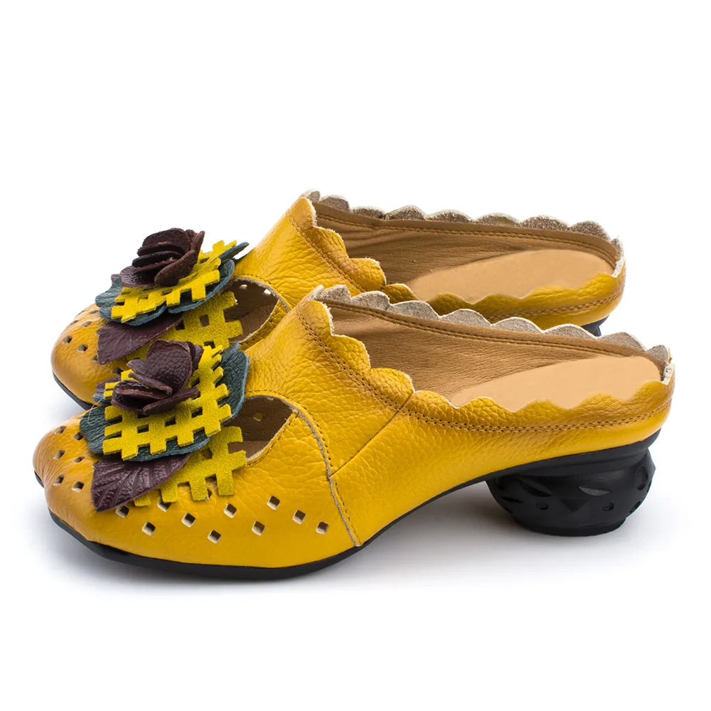 BEYARNE/модные шлепанцы; сандалии; удобная летняя обувь с перфорацией; женская обувь из натуральной кожи высокого качества; дизайнерские лоферы - Цвет: Цвет: желтый
